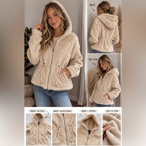 Cinched Cute Fleece Sweater Jacket Size Medium Like New Forever 21 Never Worn